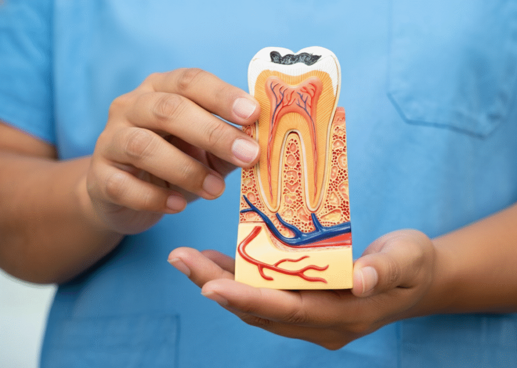 Patient receiving a dental implant procedure at West Brickell Dental in Miami.